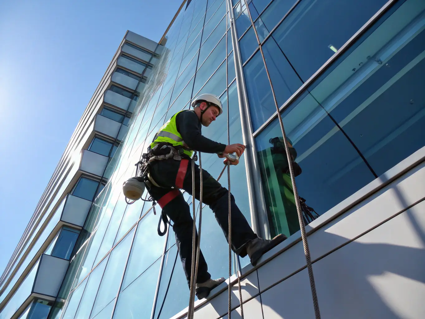 An image of a technician using a terrestrial lidar scanner to capture detailed 3D data of a building's facade.